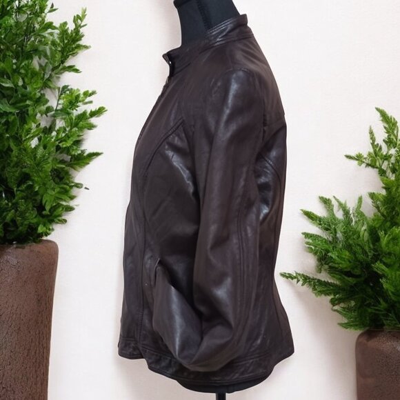Vintage Danier Soft Dark Brown Women's Moto Style Biker Leather Jacket Size M - Picture 3 of 15